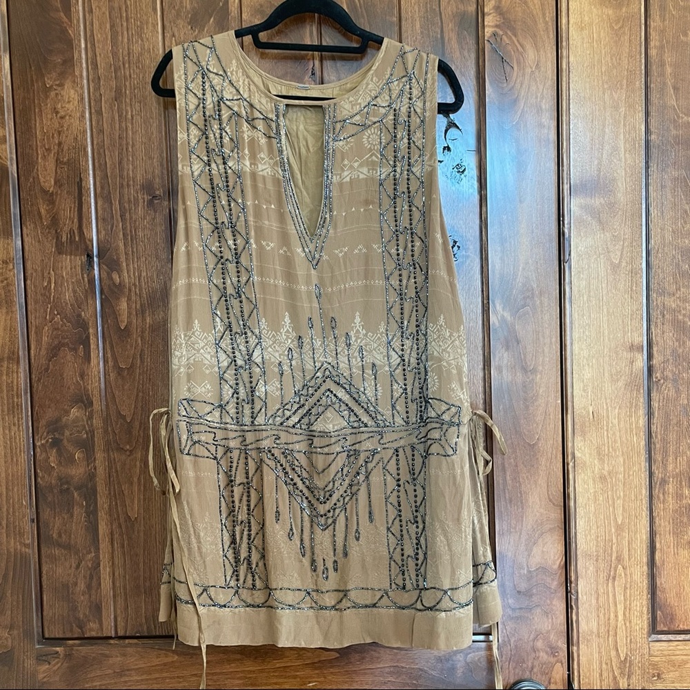 Free people brown beaded shift dress